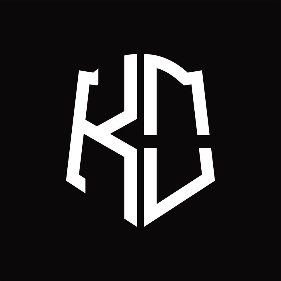 KO Logo monogram with shield shape ribbon design template vector