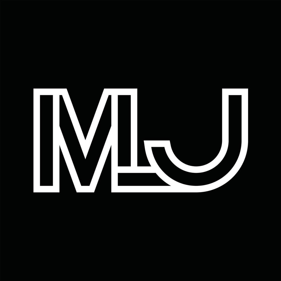 monograma del logotipo de mj con espacio negativo de estilo de línea vector