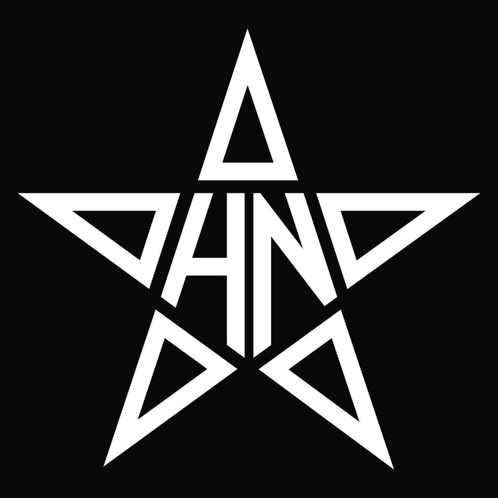 monograma del logotipo hn con plantilla de diseño en forma de estrella vector