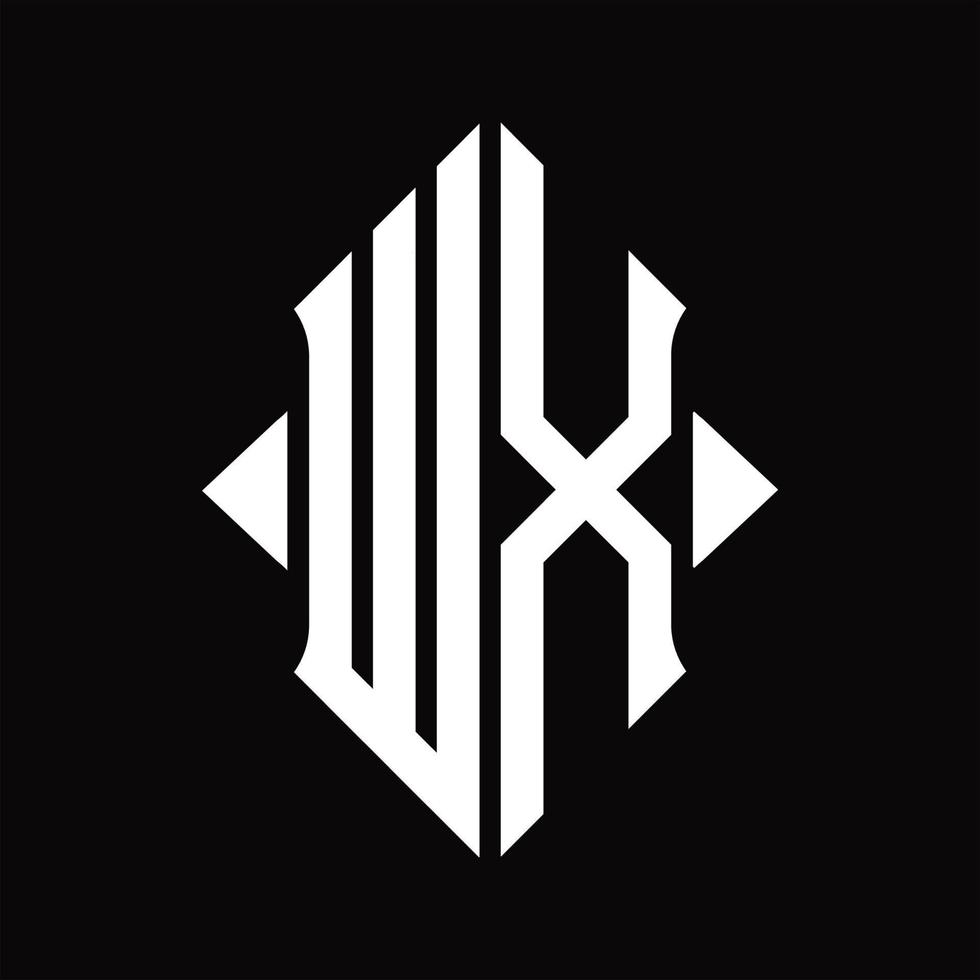 monograma del logotipo wx con plantilla de diseño aislado en forma de escudo vector