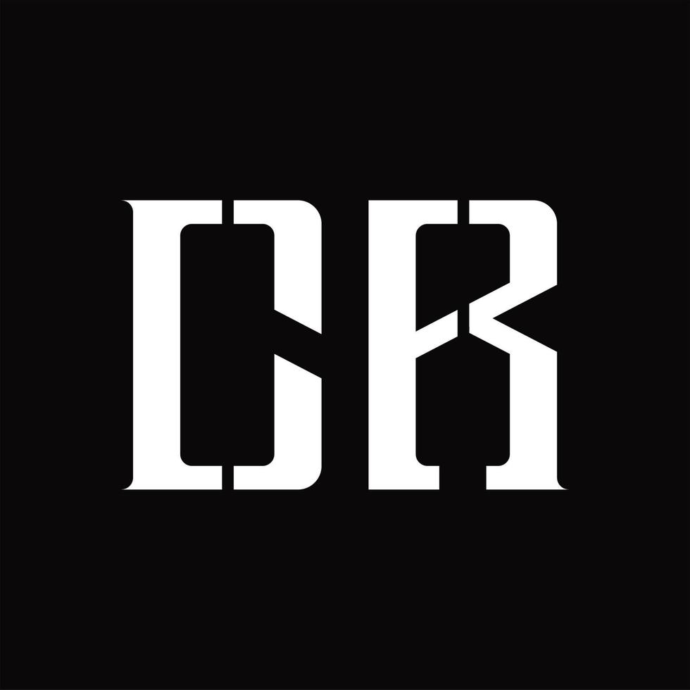 CR Logo monogram with middle slice design template vector