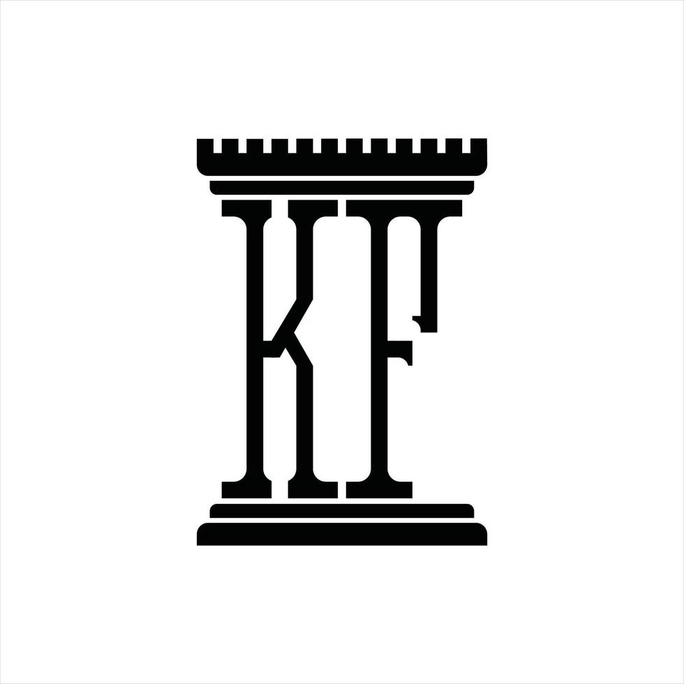 monograma del logotipo de kf con plantilla de diseño de forma de pilar vector