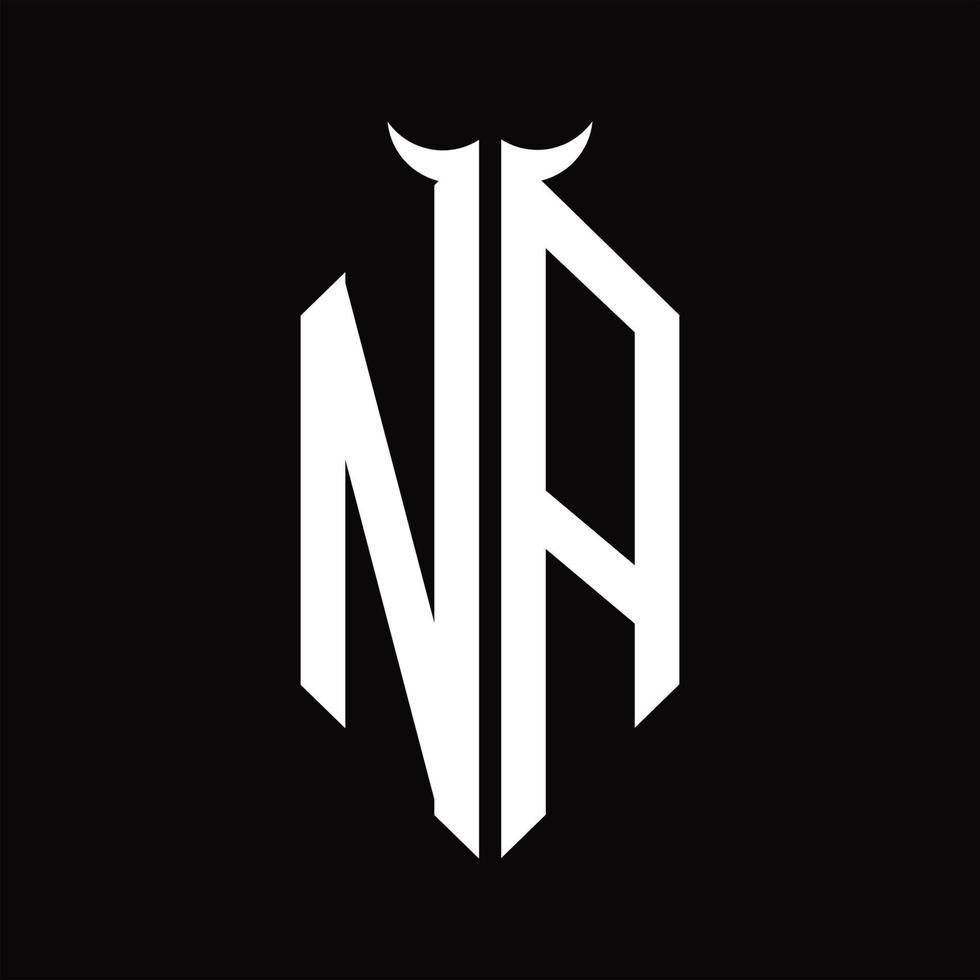 NA Logo monogram with horn shape isolated black and white design template vector