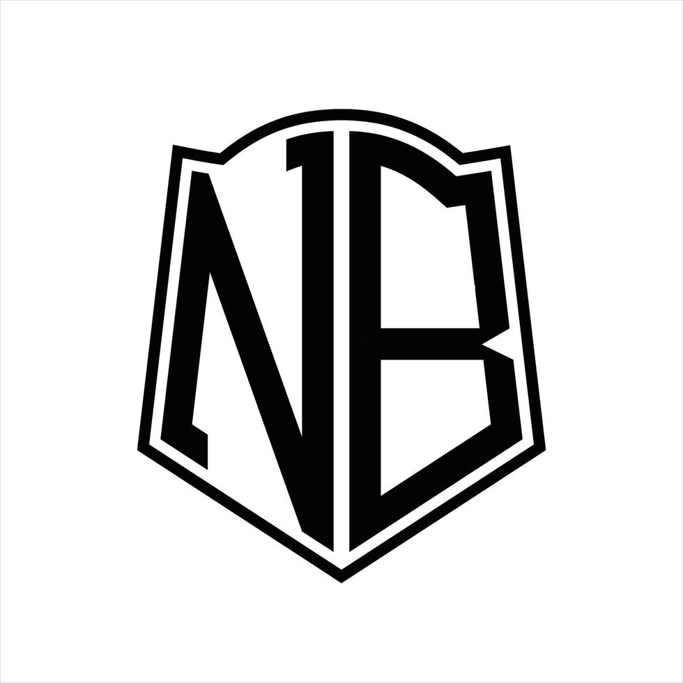 monograma de logotipo nb con plantilla de diseño de contorno de forma de escudo vector