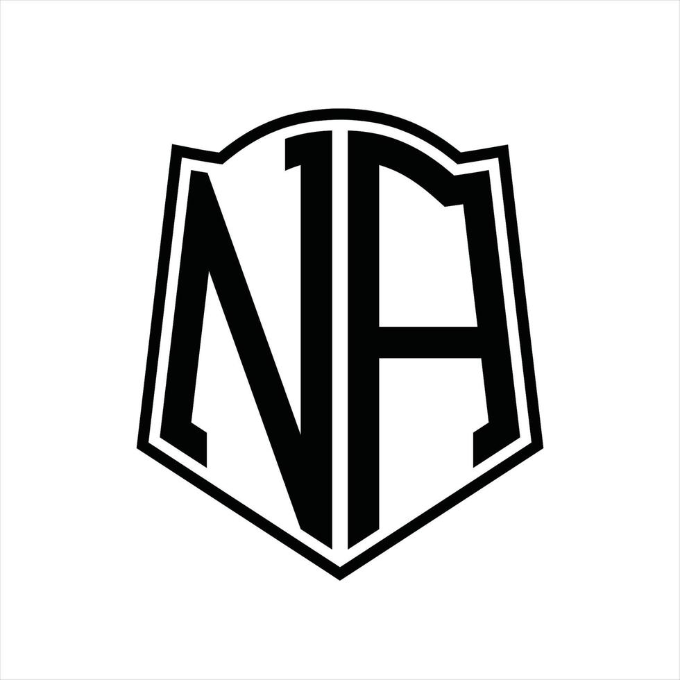 NA Logo monogram with shield shape outline design template vector