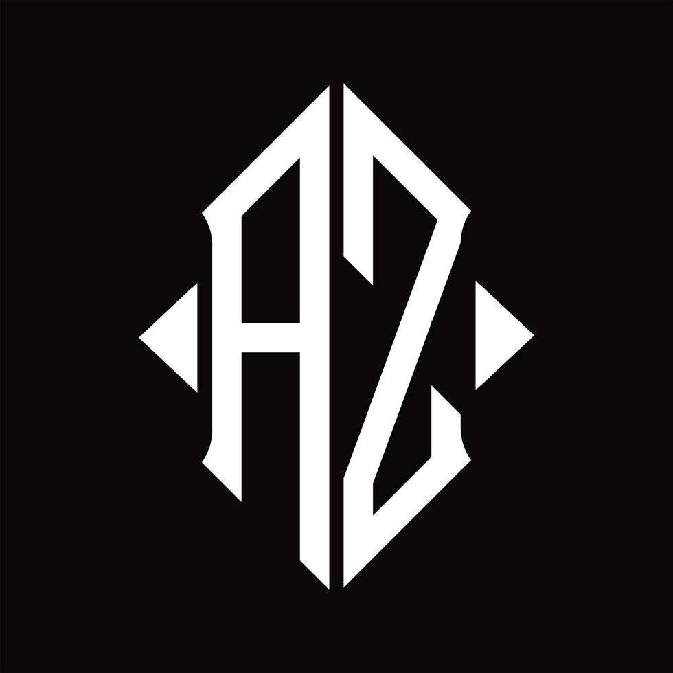 AZ Logo monogram with shield shape isolated design template vector