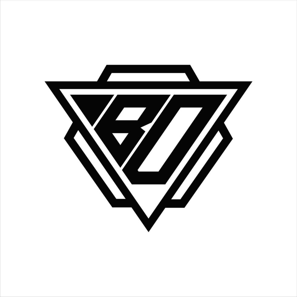 monograma de logotipo bd con plantilla de triángulo y hexágono vector