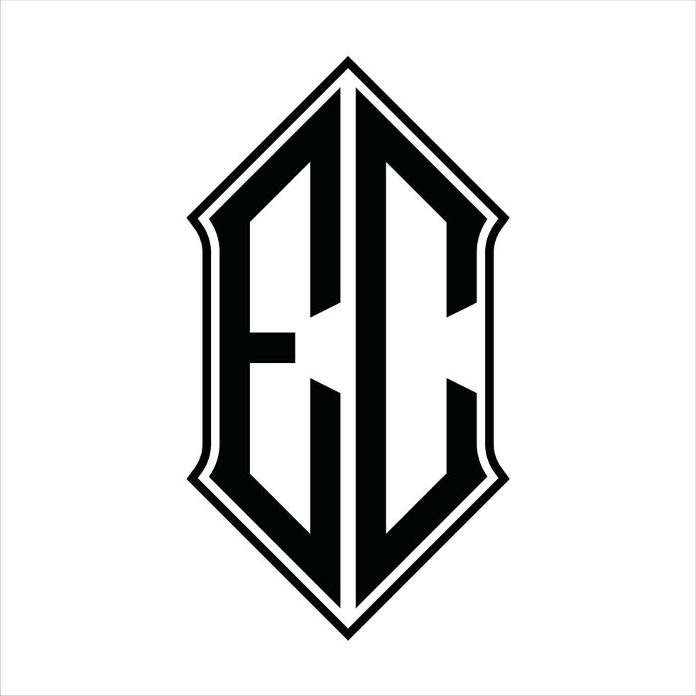 monograma del logotipo de ec con forma de escudo y plantilla de diseño de esquema icono de vector abstracto
