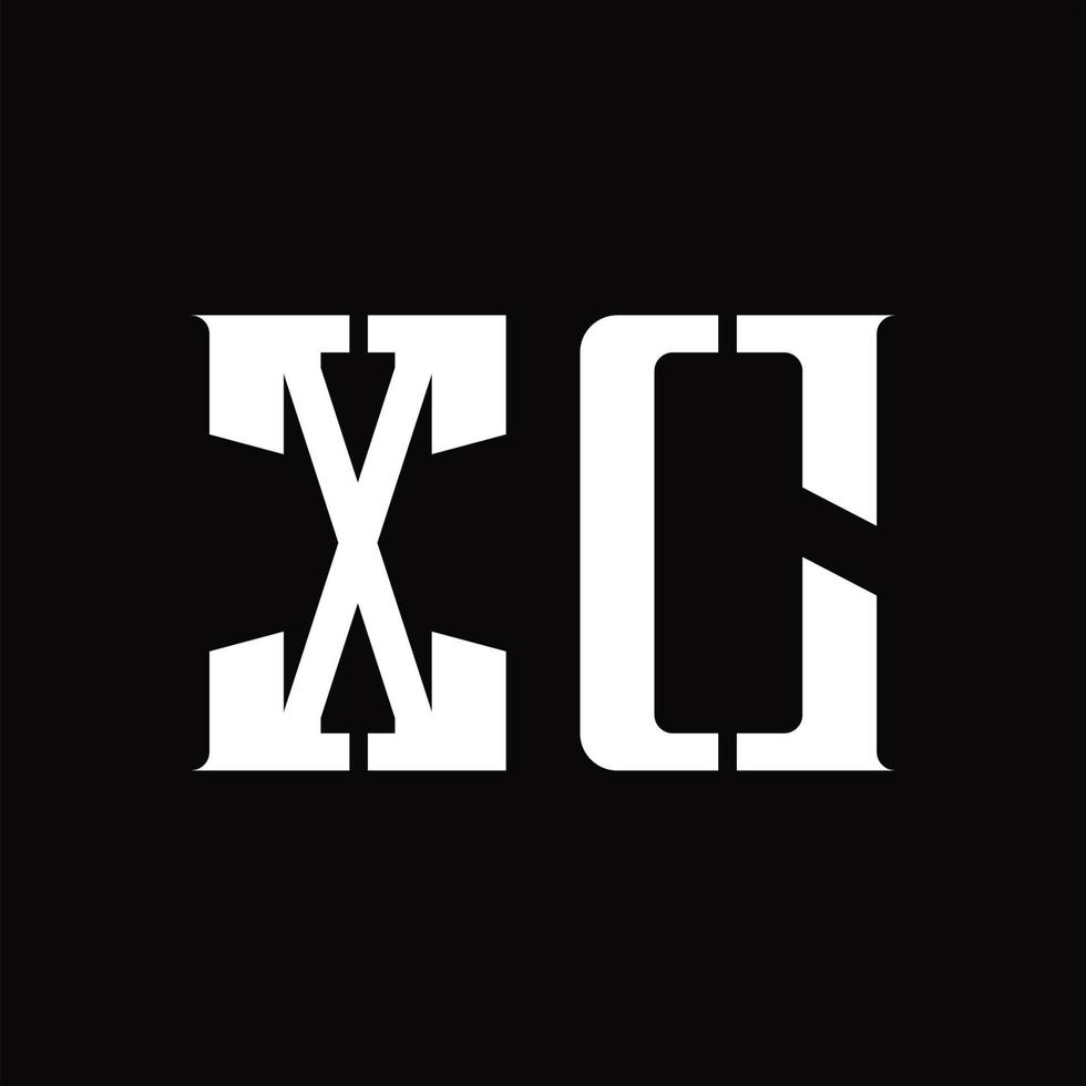 XC Logo monogram with middle slice design template vector