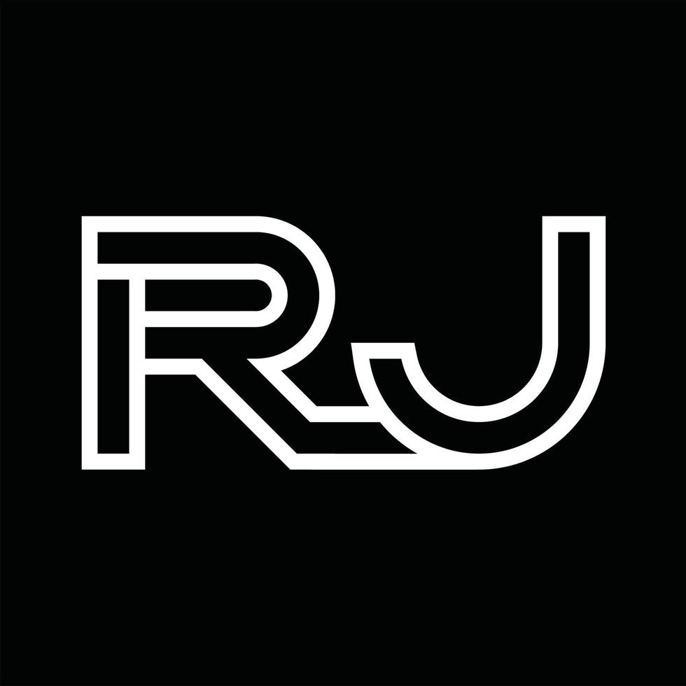 RJ Logo monogram with line style negative space vector