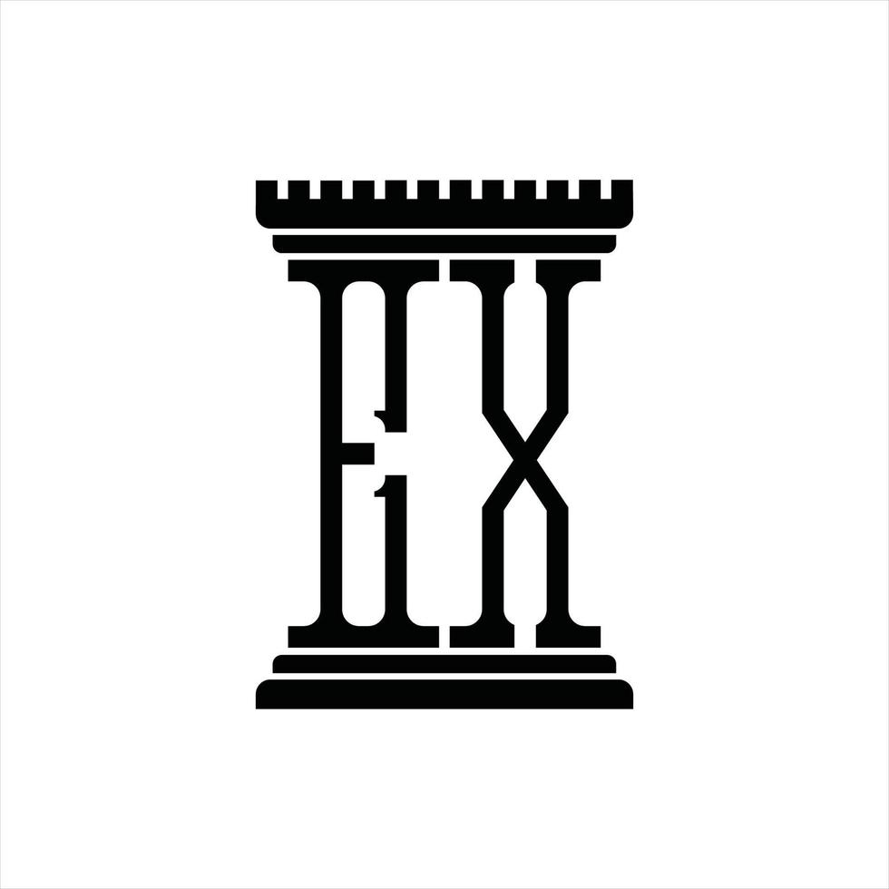EX Logo monogram with pillar shape design template vector