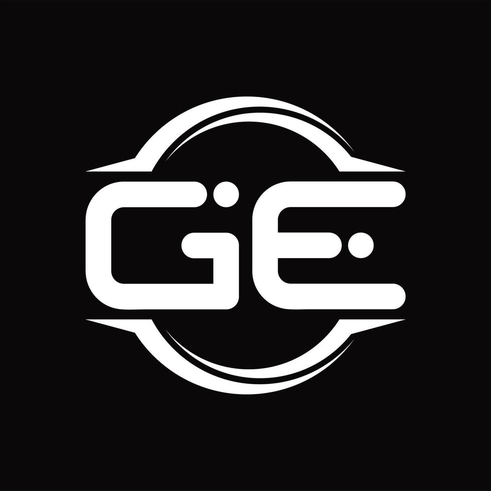 monograma de logotipo ge con plantilla de diseño de forma de rebanada redondeada de círculo vector