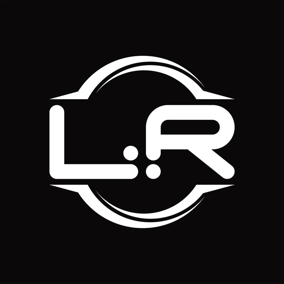 LR Logo monogram with circle rounded slice shape design template vector