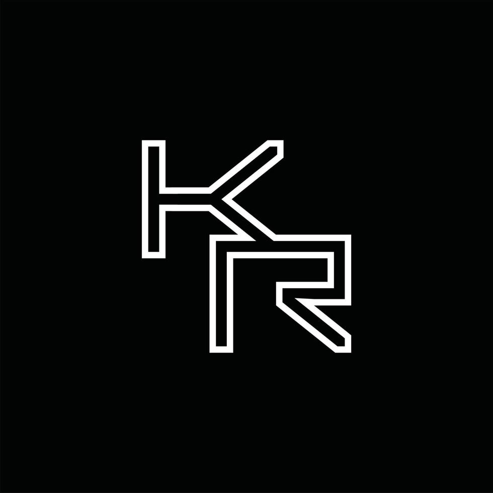 KR Logo monogram with line style design template vector