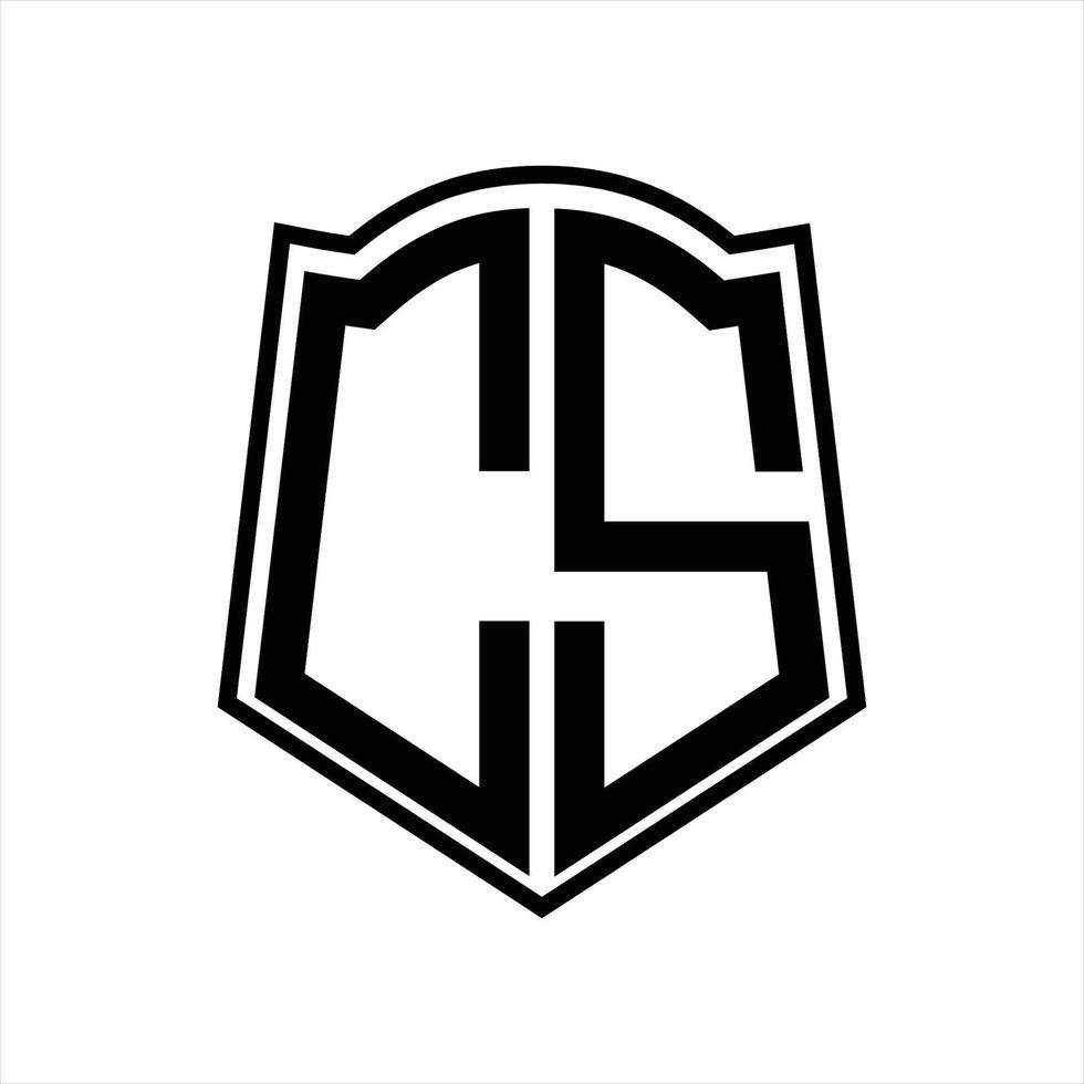 Logo monogram with shield shape outline design template vector