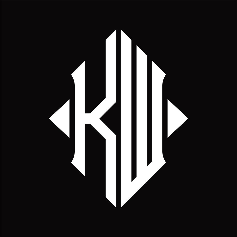 monograma del logotipo kw con plantilla de diseño aislado en forma de escudo vector