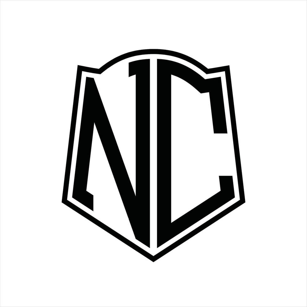 NC Logo monogram with shield shape outline design template vector