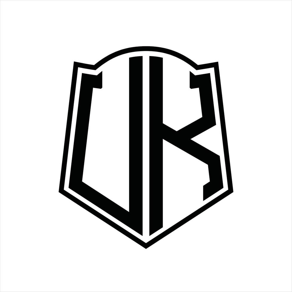 UK Logo monogram with shield shape outline design template vector