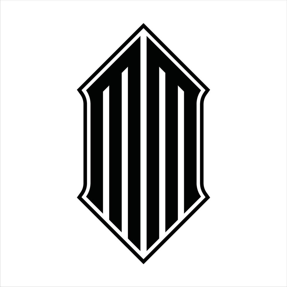 monograma de logotipo con forma de escudo y plantilla de diseño de esquema icono de vector abstracto