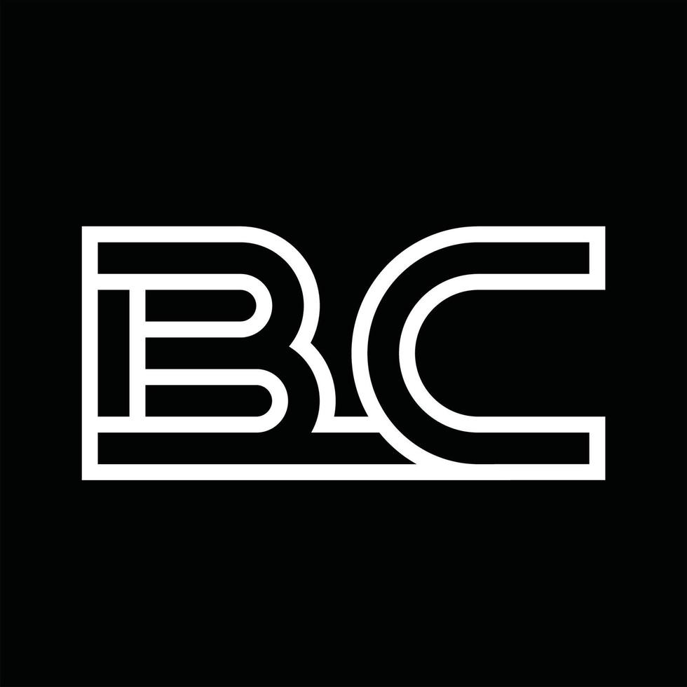 monograma del logotipo de bc con espacio negativo de estilo de línea vector