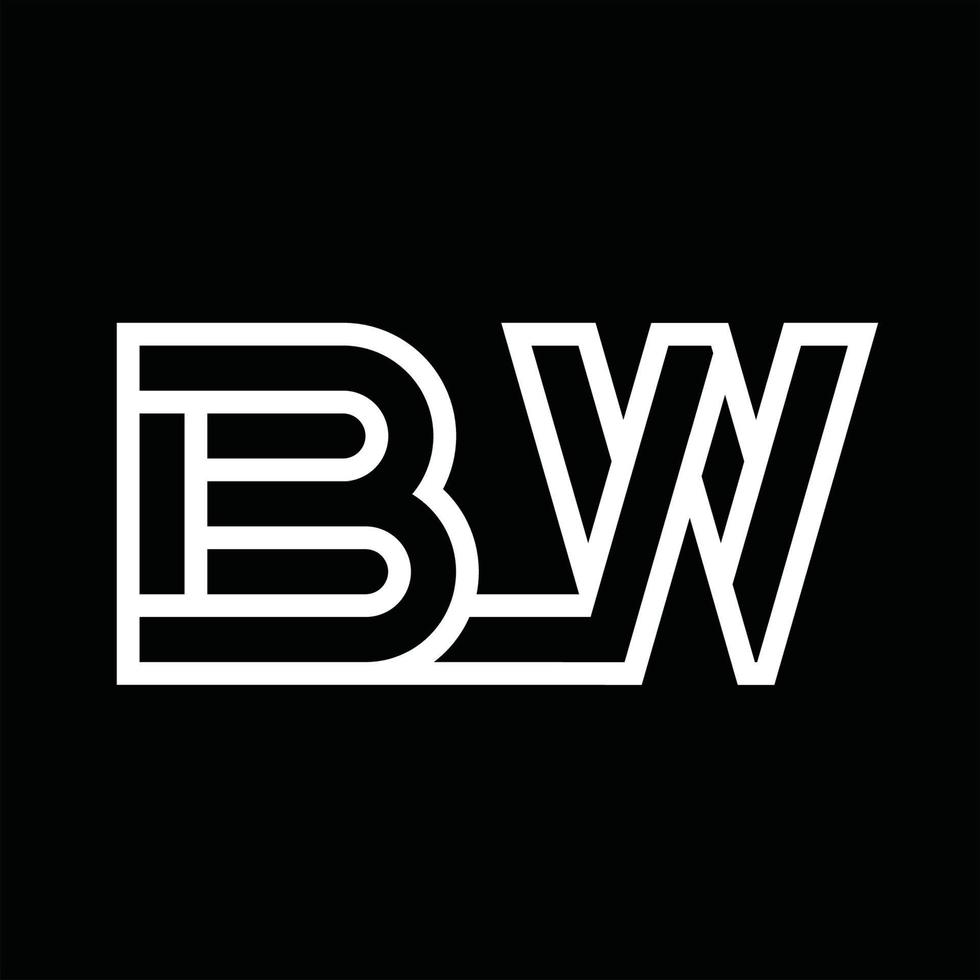 monograma del logotipo de bw con espacio negativo de estilo de línea vector