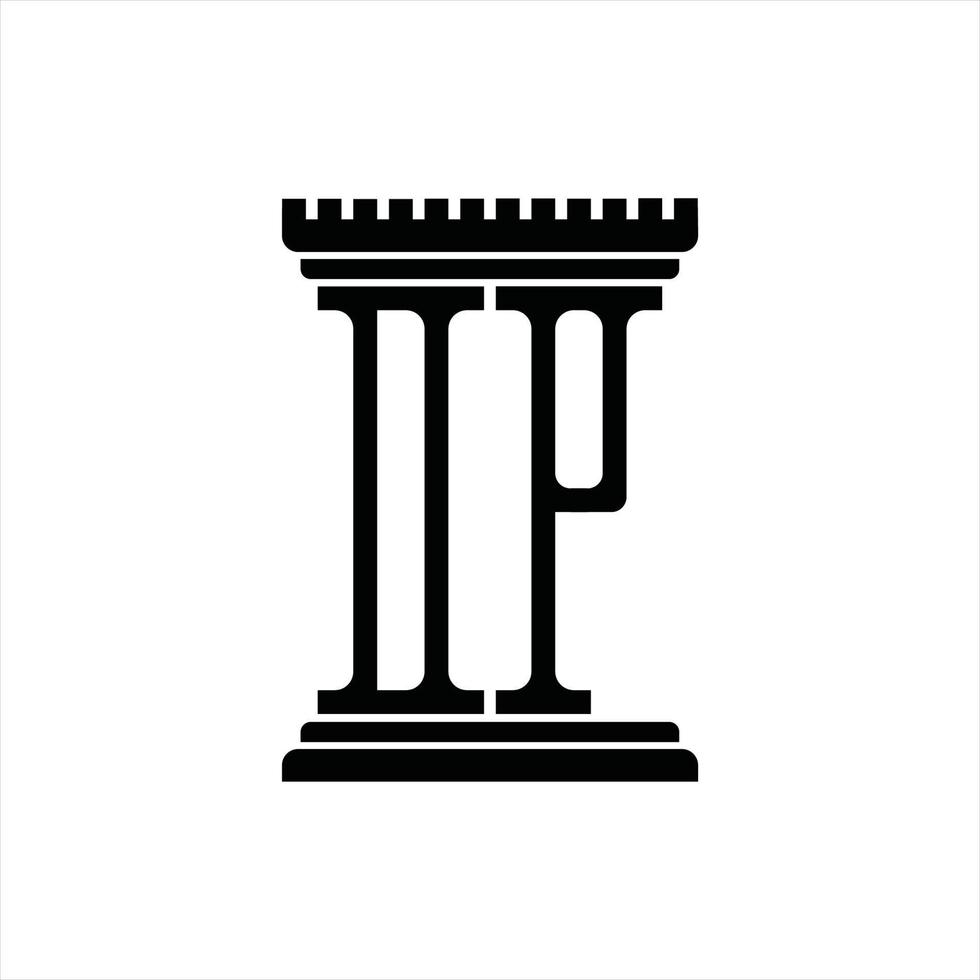 monograma de logotipo dp con plantilla de diseño de forma de pilar vector