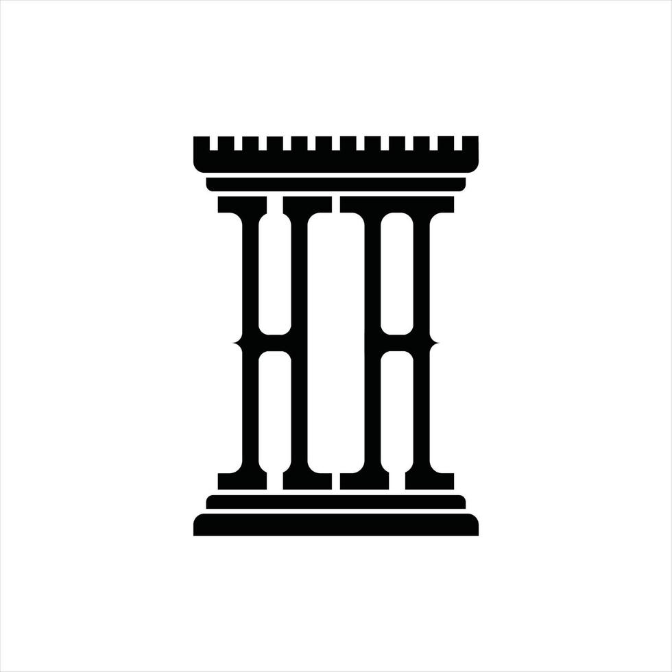 HA Logo monogram with pillar shape design template vector