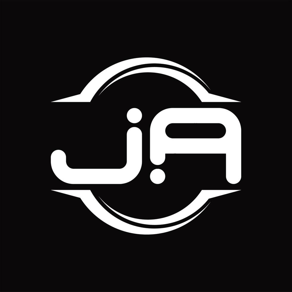JA Logo monogram with circle rounded slice shape design template vector