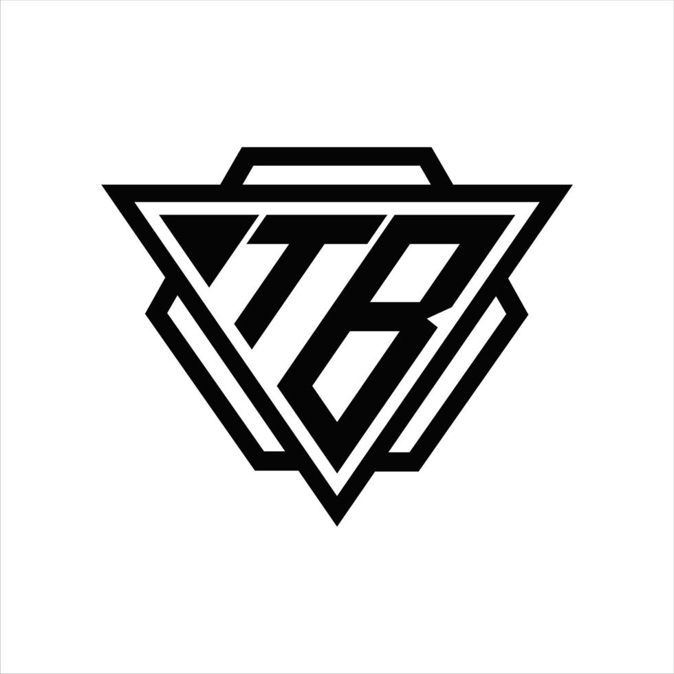 monograma del logotipo tb con plantilla de triángulo y hexágono vector