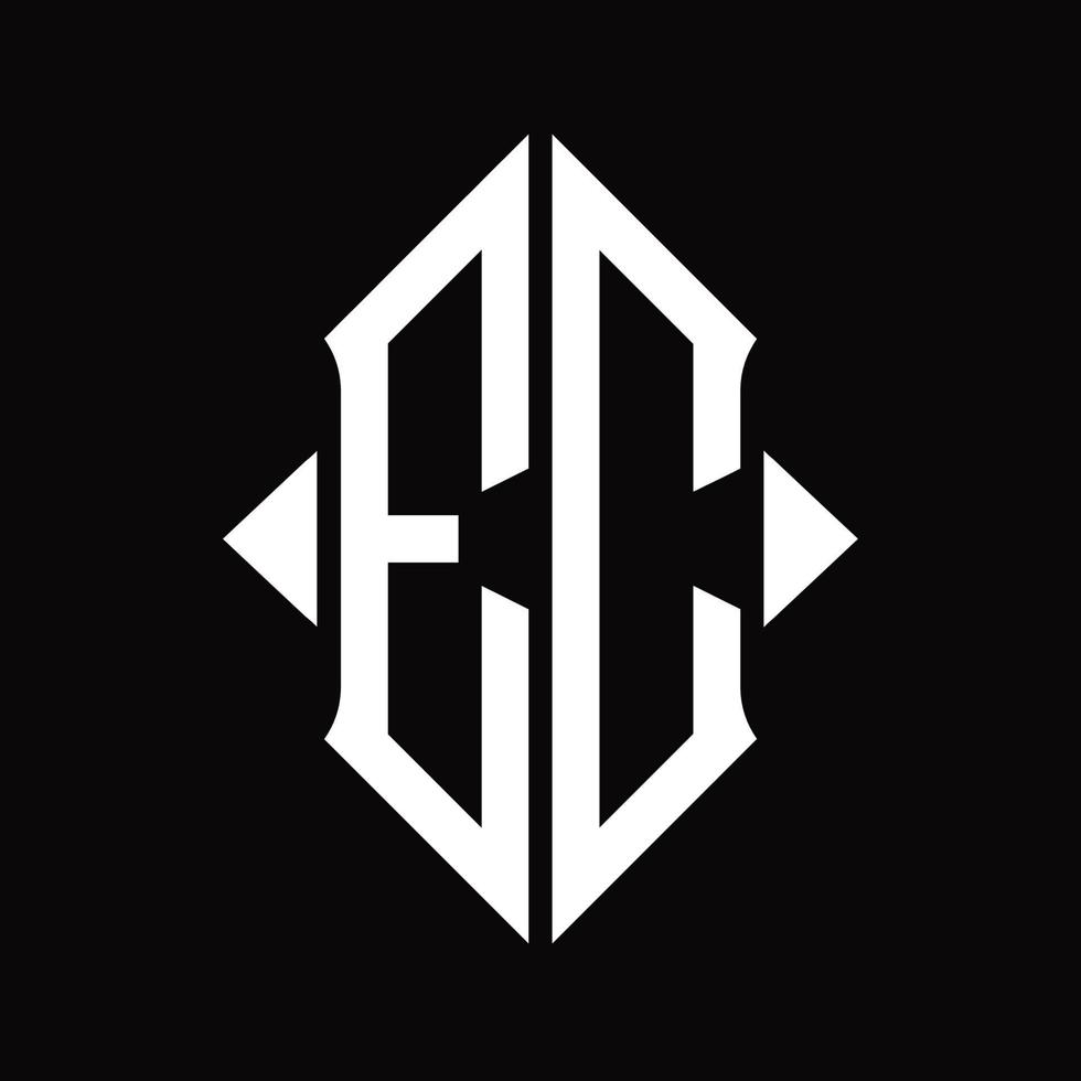 monograma del logotipo de ec con plantilla de diseño aislado en forma de escudo vector