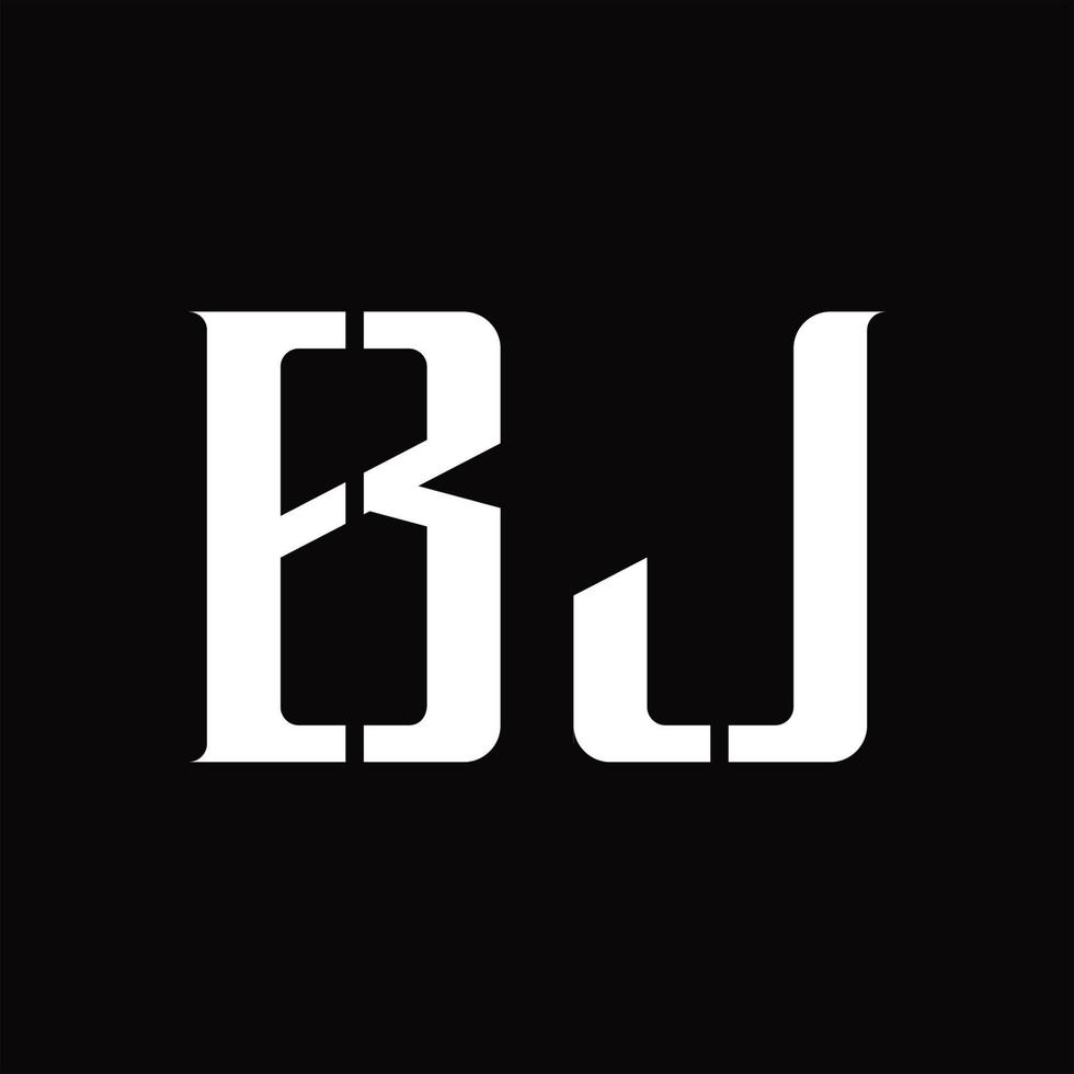monograma de logotipo bj con plantilla de diseño de corte medio vector