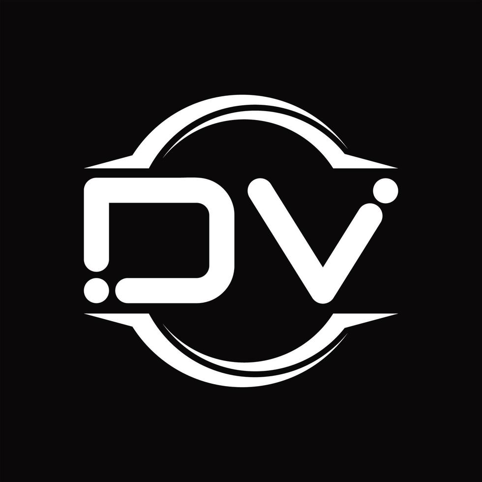 DV Logo monogram with circle rounded slice shape design template vector