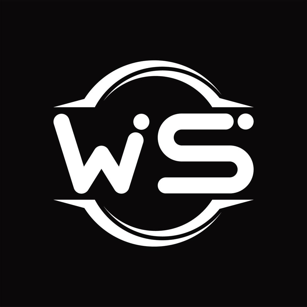 WS Logo monogram with circle rounded slice shape design template vector