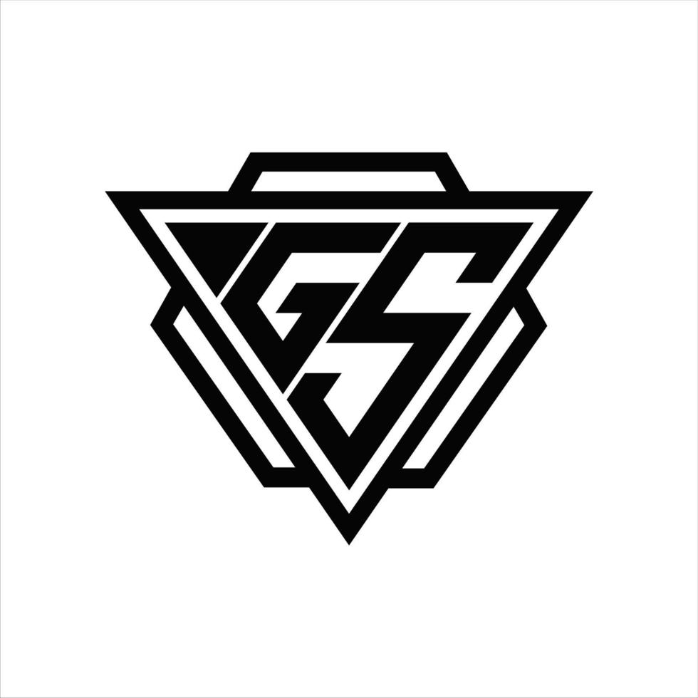 monograma del logotipo gs con plantilla de triángulo y hexágono vector