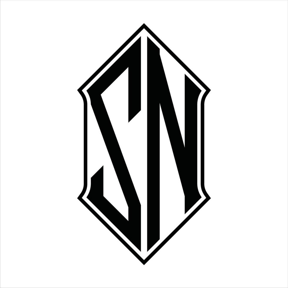 ZN Logo monogram with shieldshape and outline design template vector icon abstract