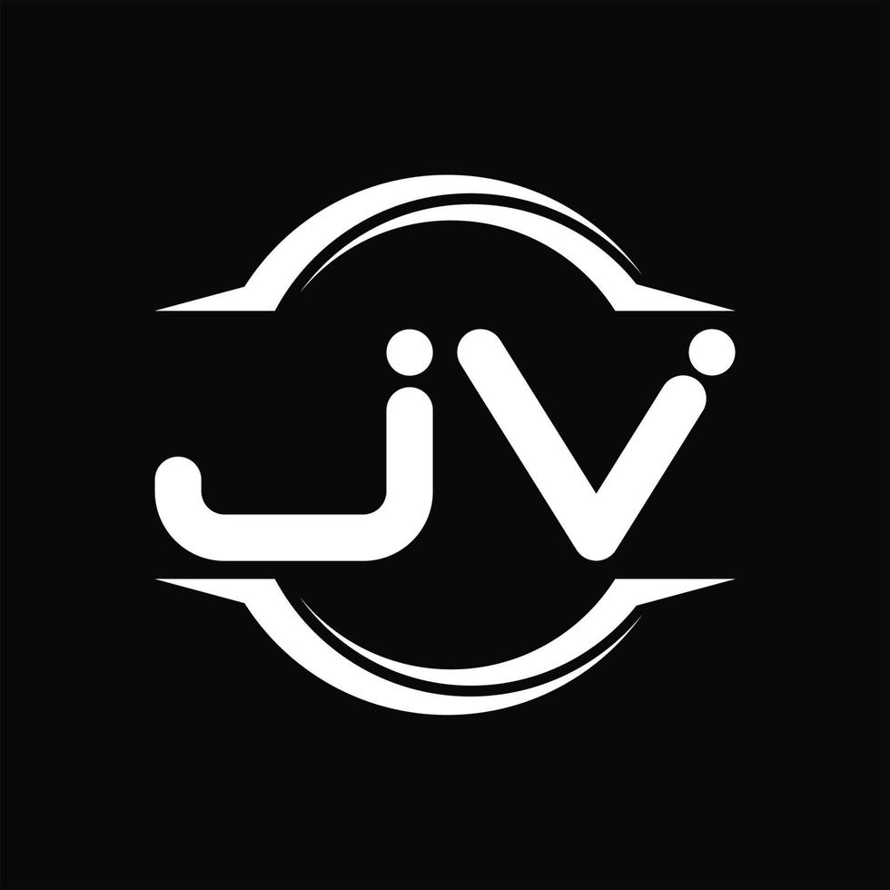 Monograma del logotipo jv con plantilla de diseño de forma de corte redondeado circular vector