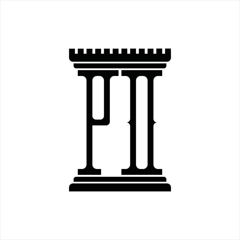 PO Logo monogram with pillar shape design template vector