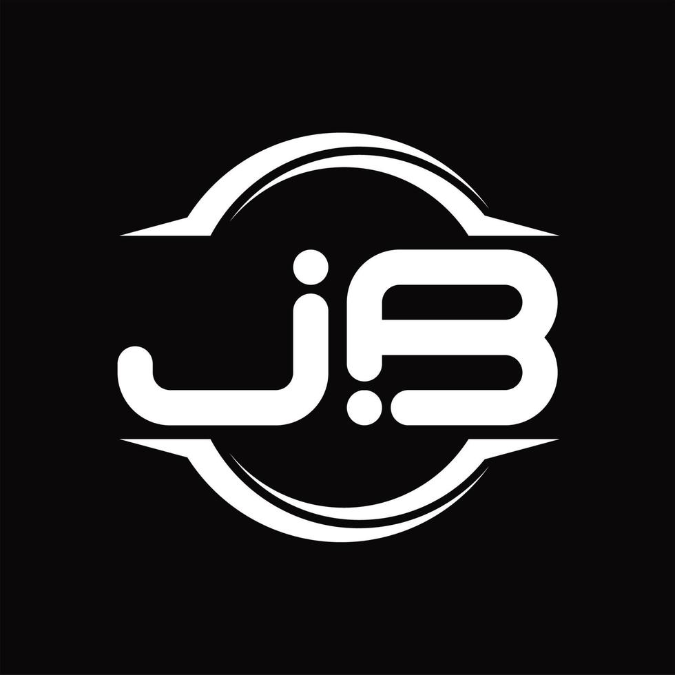 Monograma del logotipo jb con plantilla de diseño de forma de corte redondeado circular vector