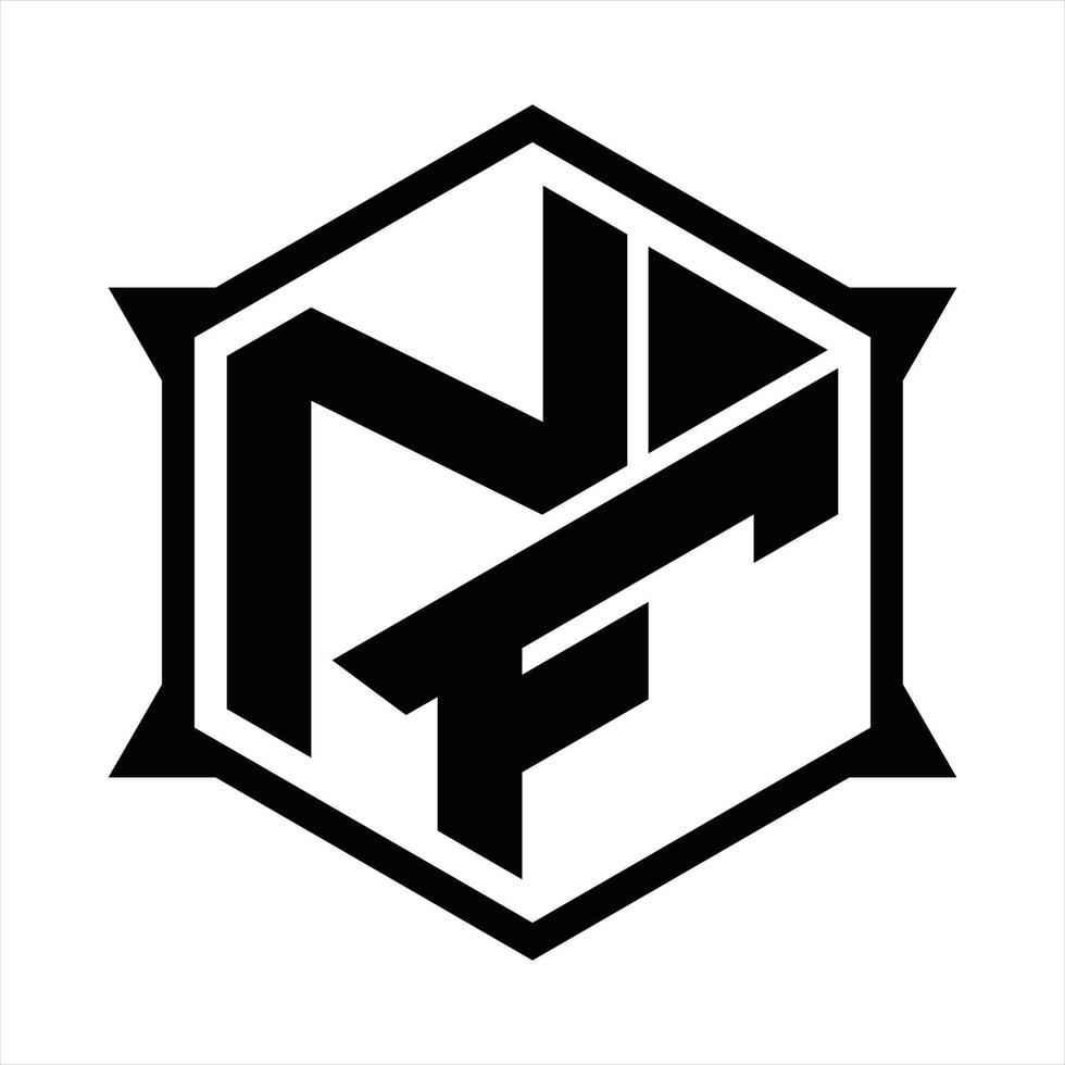 plantilla de diseño de monograma de logotipo nf vector