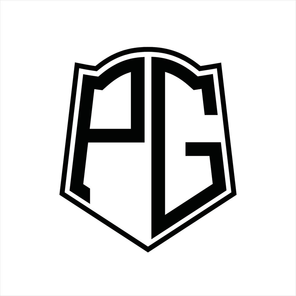 PG Logo monogram with shield shape outline design template vector