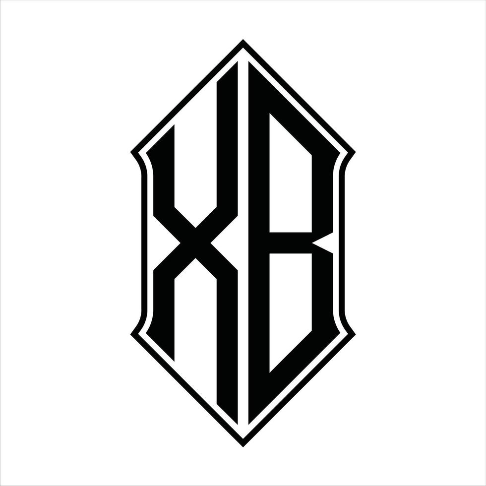 XB Logo monogram with shieldshape and outline design template vector icon abstract