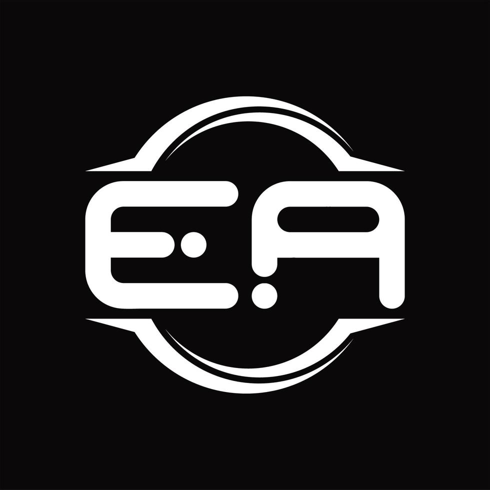 EA Logo monogram with circle rounded slice shape design template vector