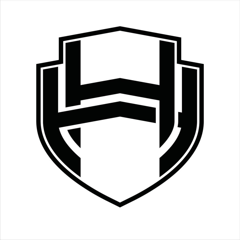 plantilla de diseño vintage de monograma de logotipo hh vector