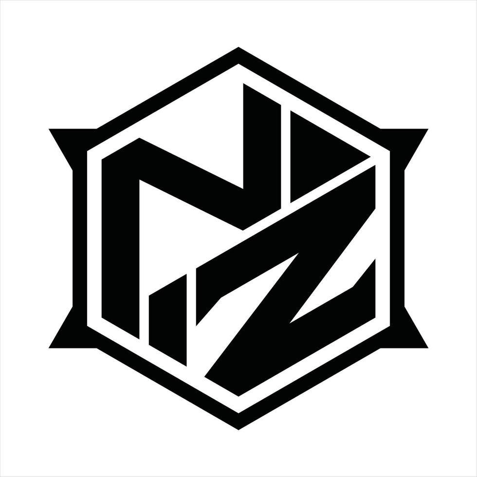 plantilla de diseño de monograma de logotipo nz vector