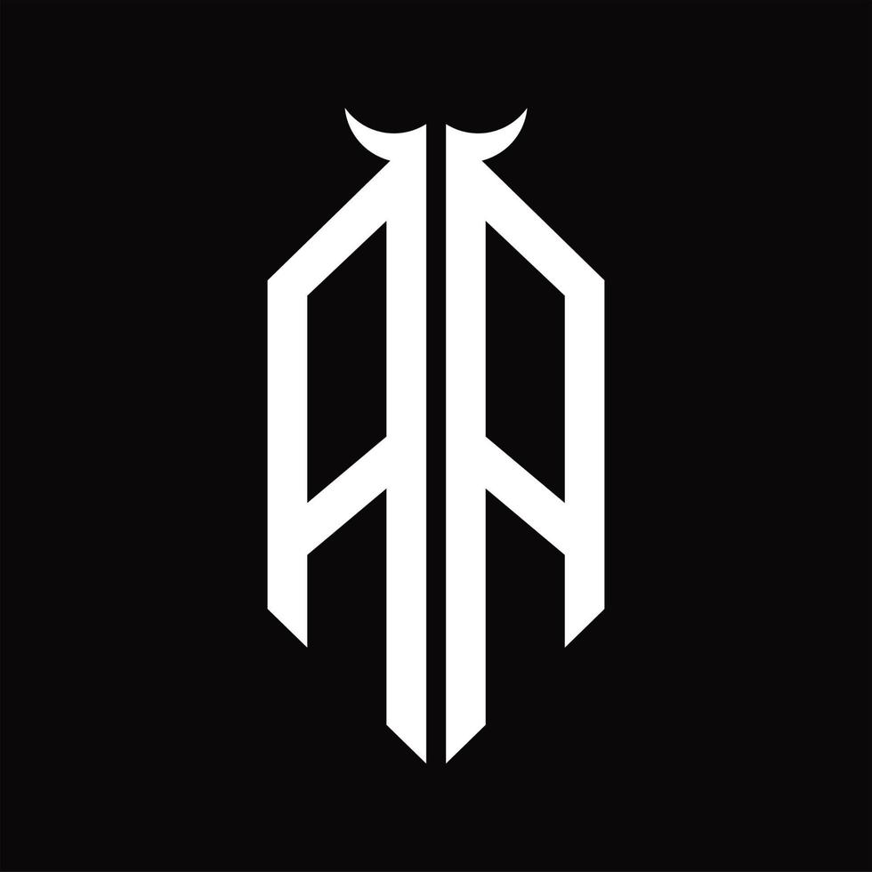 monograma del logotipo aa con plantilla de diseño en blanco y negro aislada en forma de cuerno vector