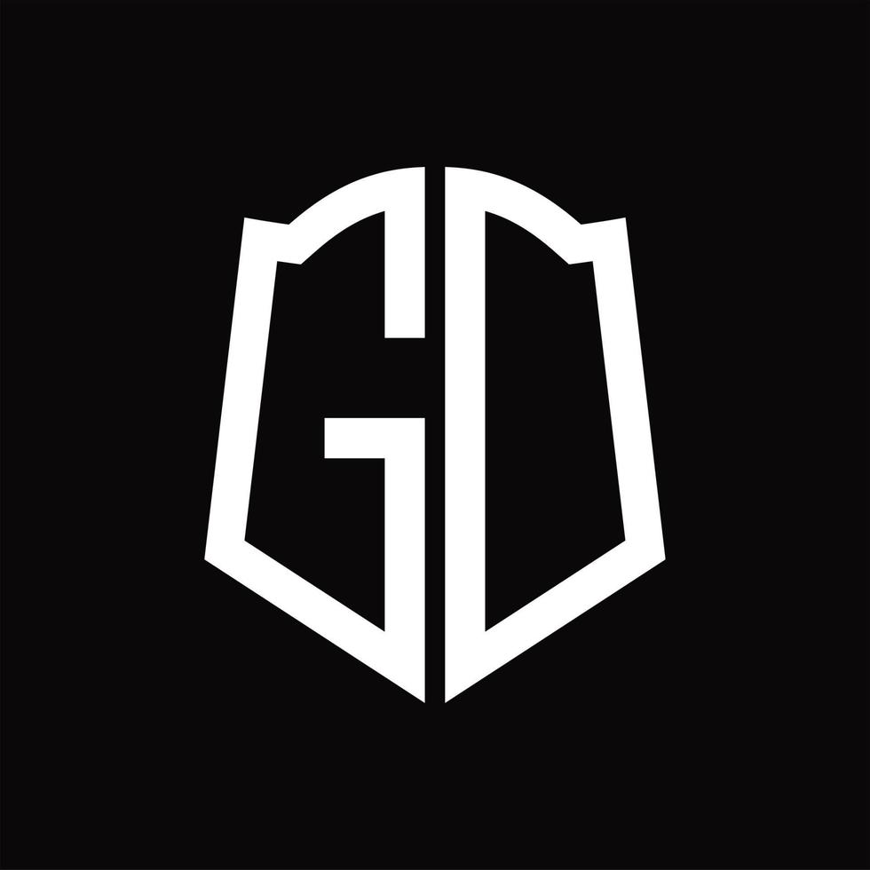 GD Logo monogram with shield shape ribbon design template vector