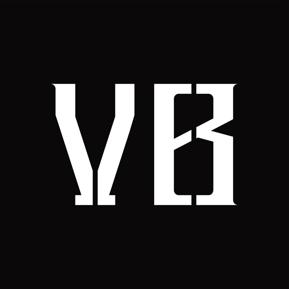 VB Logo monogram with middle slice design template vector