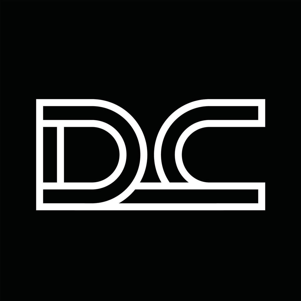 monograma del logotipo de dc con espacio negativo de estilo de línea vector