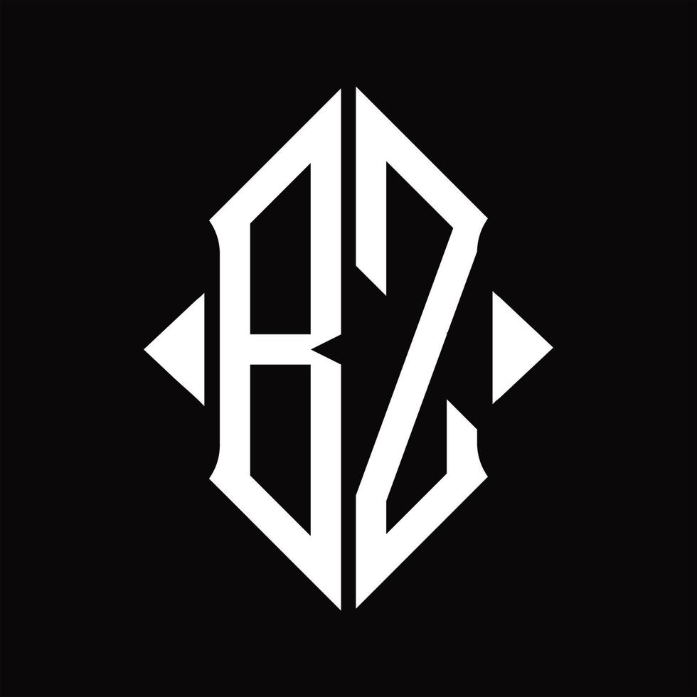 monograma del logotipo bz con plantilla de diseño aislado en forma de escudo vector
