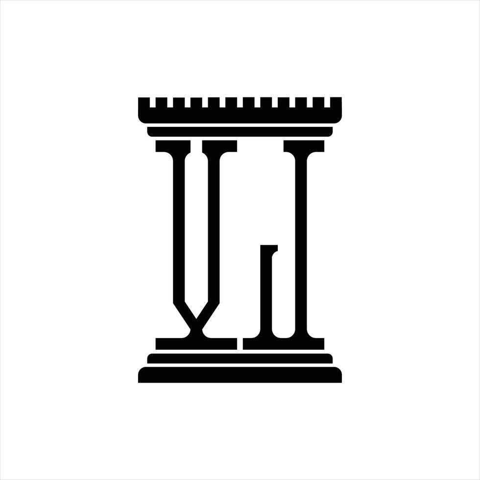 VJ Logo monogram with pillar shape design template vector